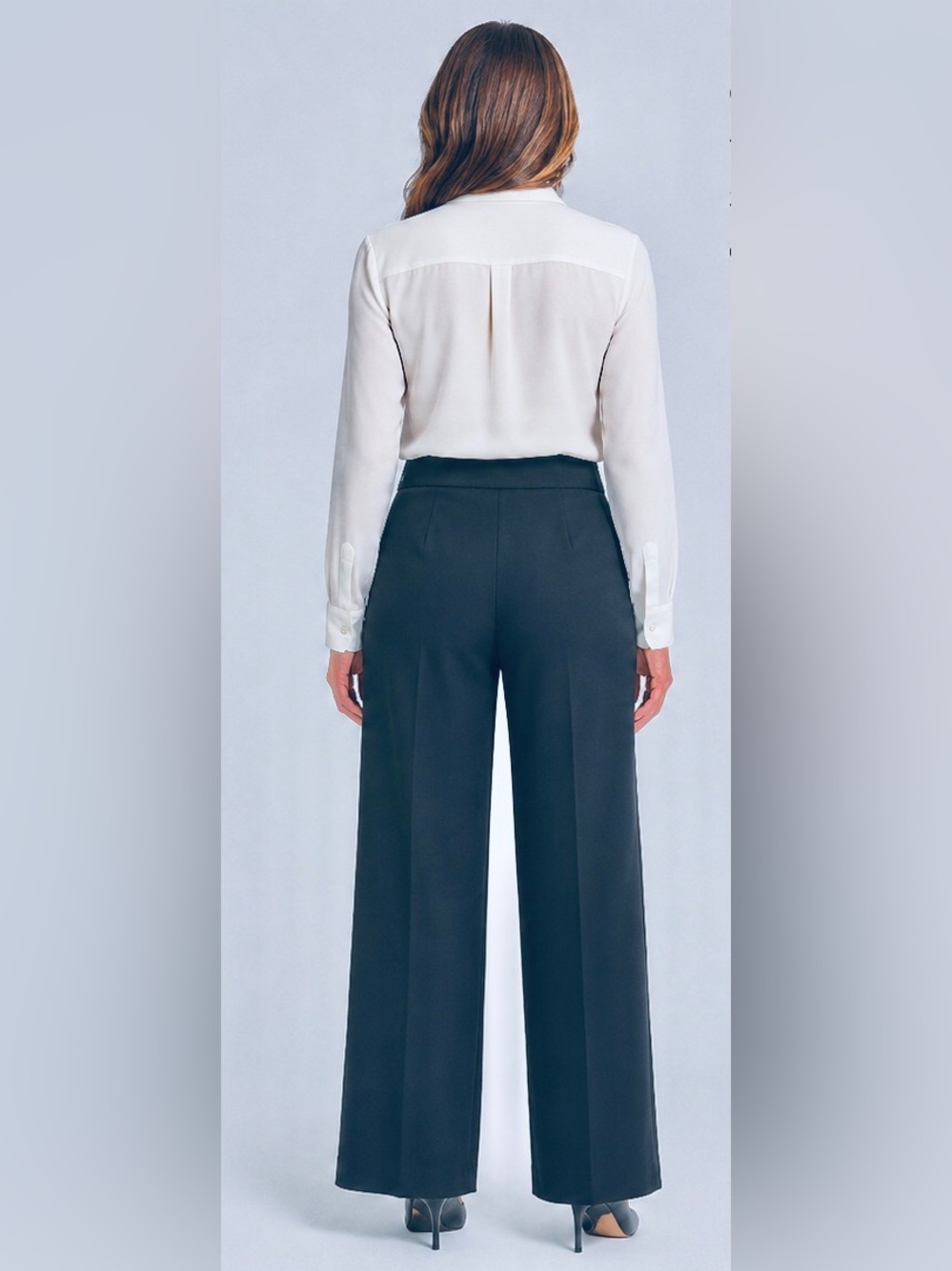 Conrad C High-Rise Lined Wide-Leg Trouser-Navy - Picture 2 of 7